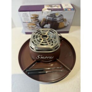 Nostalgia Indoor Electric Stainless Steel S'mores Maker with 4 Compartment Trays